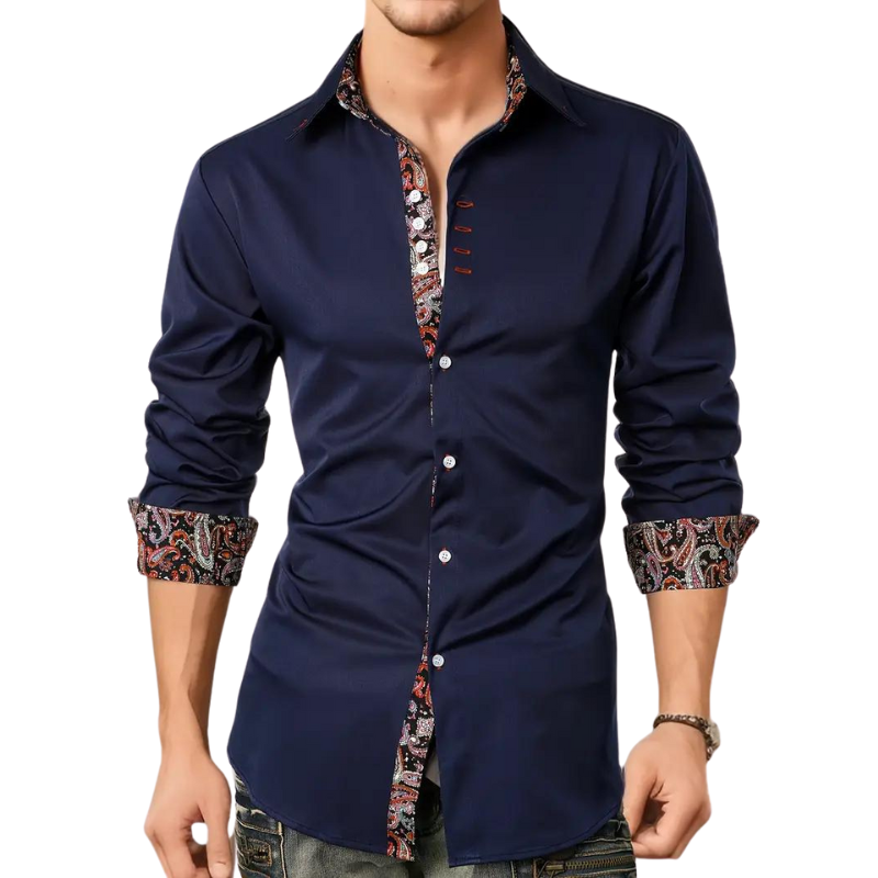 Chemise homme à col classique, manches longues, quatre coloris