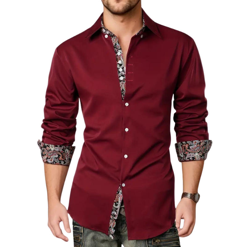 Chemise homme à col classique, manches longues, quatre coloris