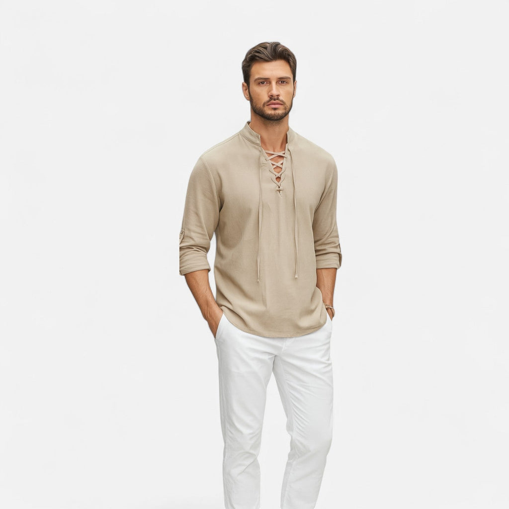 Chemise médiévale homme, col lacé et manches longues amples