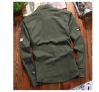 Chemise homme style militaire à poches poitrine, manches longues