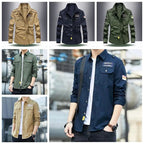 Chemise homme style militaire à poches poitrine, manches longues