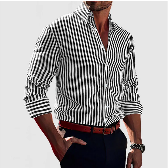 Chemise homme à fines rayures, manches longues, du S au 2XL