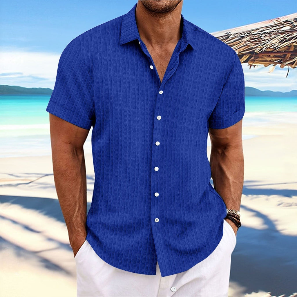 Chemise rayée homme à fines rayures, quinze coloris, bleu