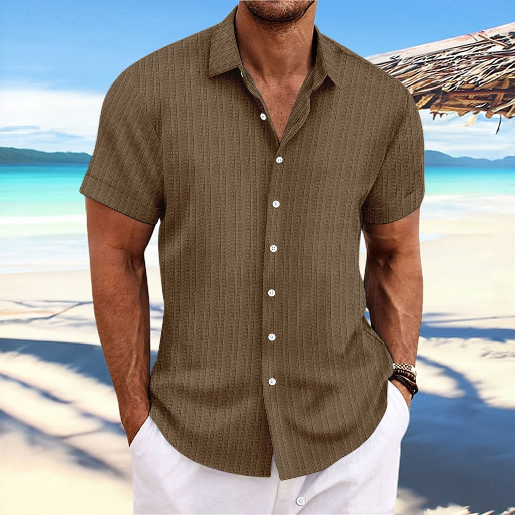 Chemise rayée homme à fines rayures, quinze coloris, café