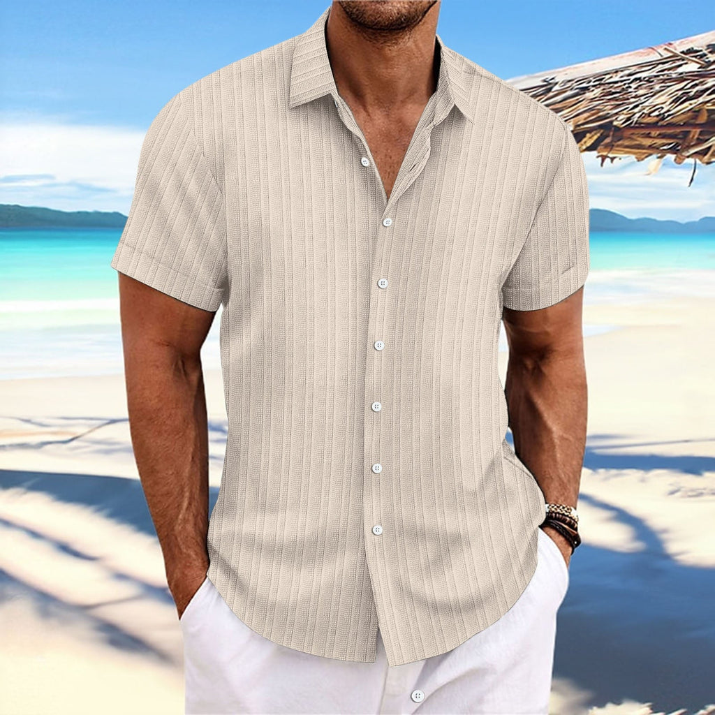 Chemise rayée homme à fines rayures, quinze coloris, kaki