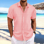 Chemise rayée homme à fines rayures, quinze coloris, pêche