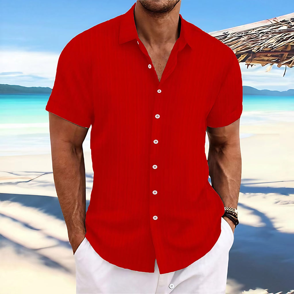 Chemise rayée homme à fines rayures, quinze coloris, rouge