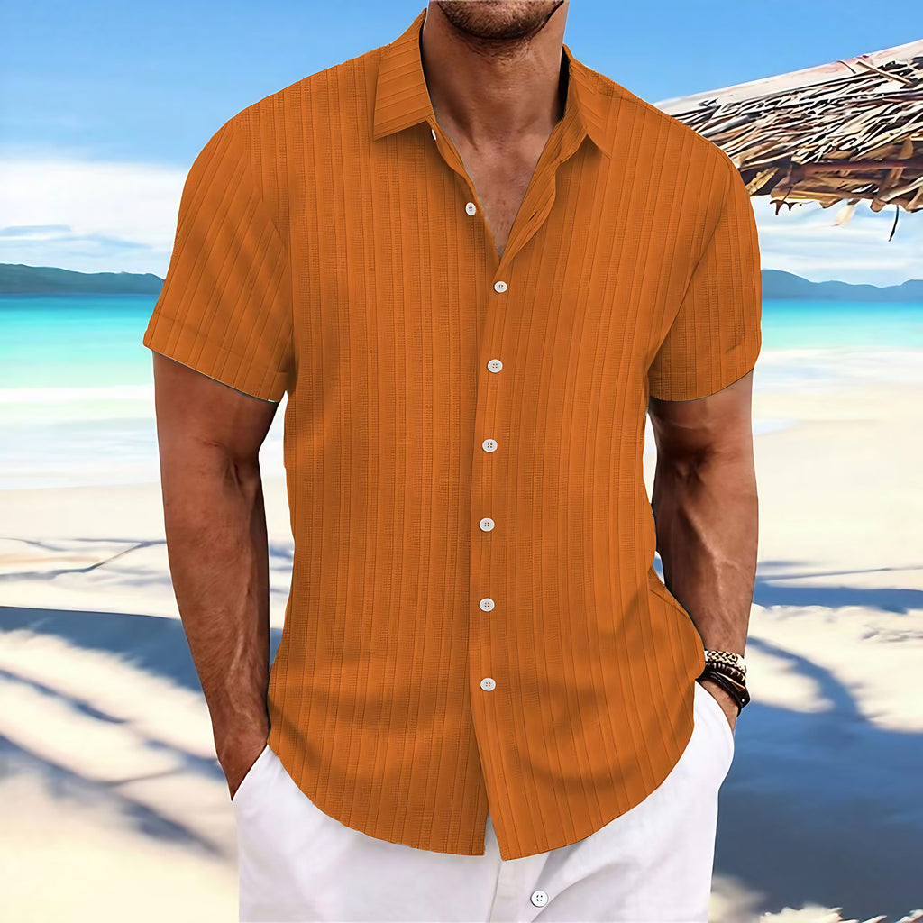 Chemise rayée homme à fines rayures, quinze coloris, orange