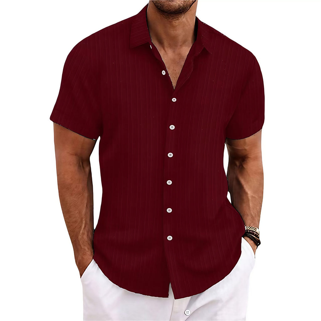 Chemise rayée homme à fines rayures, quinze coloris, rouge foncé
