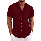Chemise rayée homme à fines rayures, quinze coloris, rouge foncé