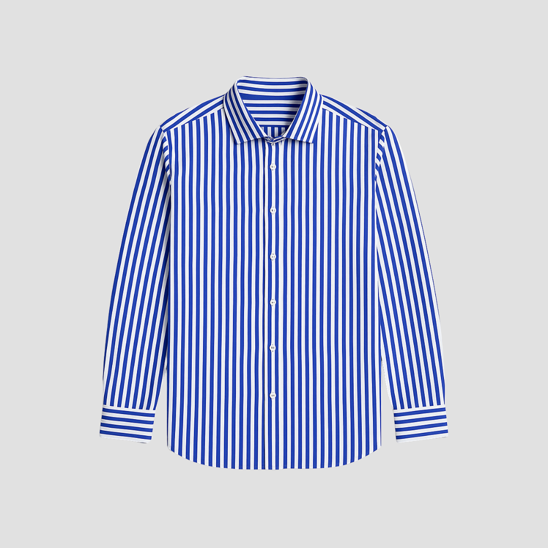Chemise rayée homme à manches longues, coupe ajustée