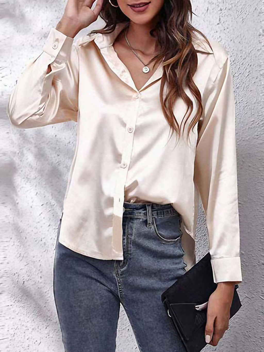 Chemise femme manches longues au tombé fluide, treize coloris, kaki profond