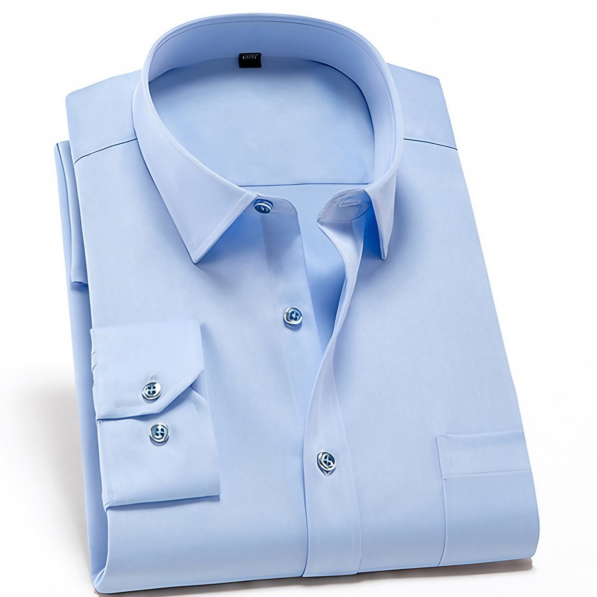 Chemise homme stretch anti-froissement, manches longues, col classique, bleu clair