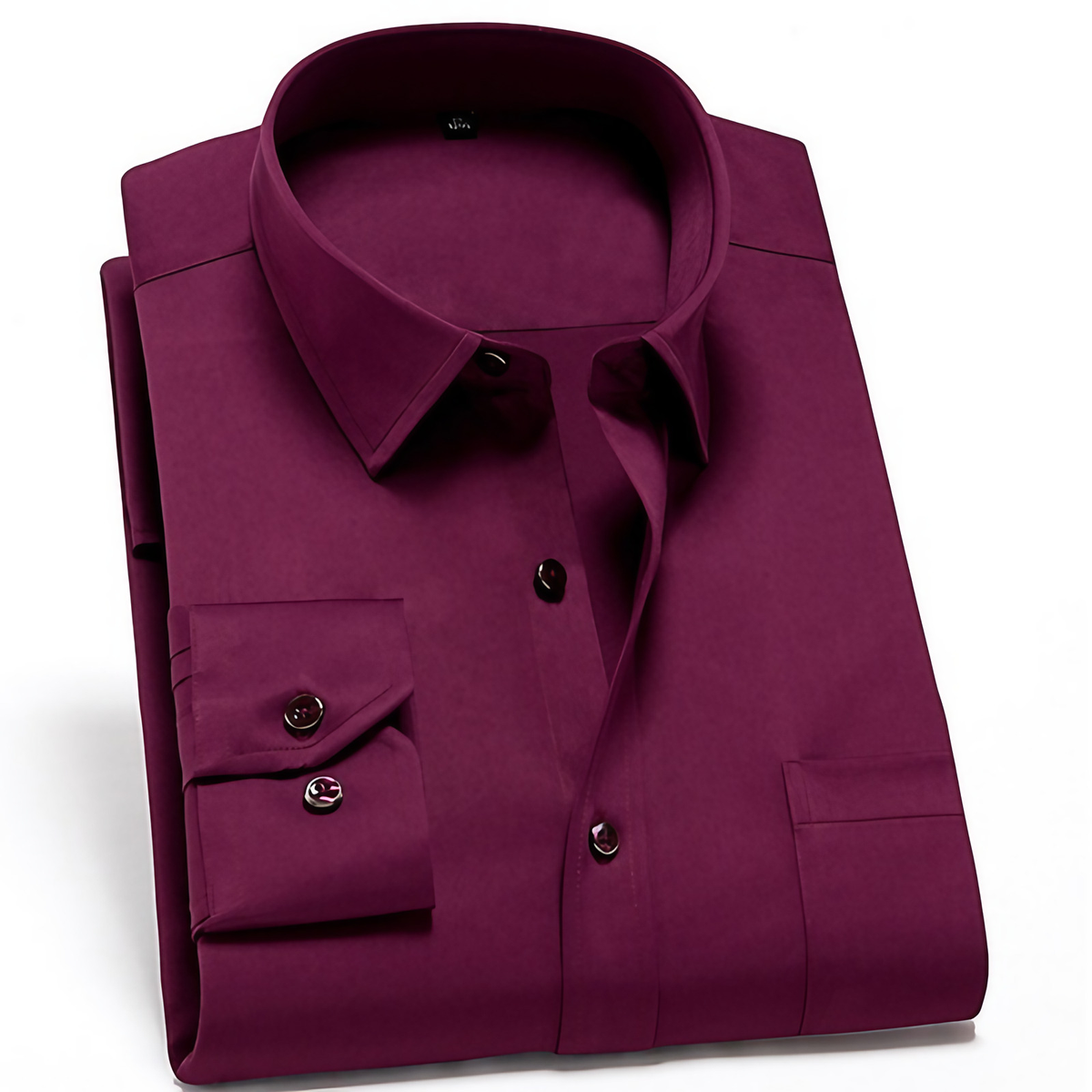 Chemise homme stretch anti-froissement, manches longues, col classique, bordeaux