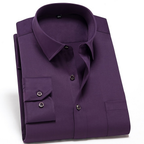 Chemise homme stretch anti-froissement, manches longues, col classique, pourpre