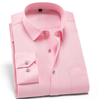 Chemise homme stretch anti-froissement, manches longues, col classique, rose