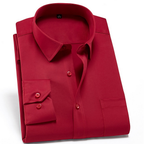 Chemise homme stretch anti-froissement, manches longues, col classique, rouge