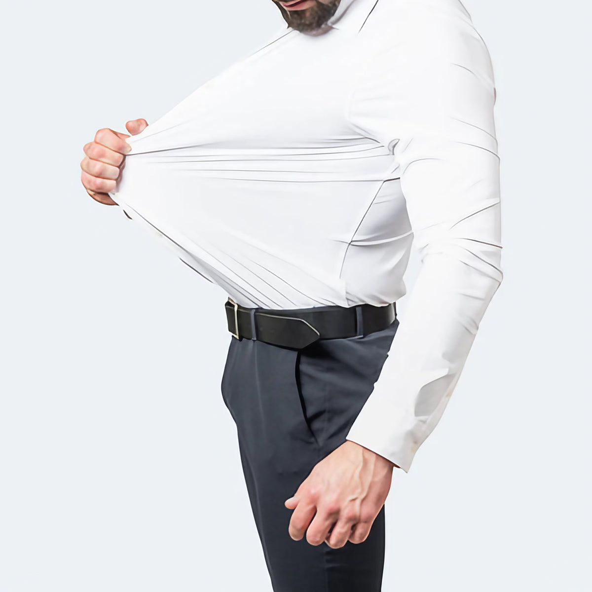 Chemise homme stretch anti-froissement, manches longues, col classique, blanc