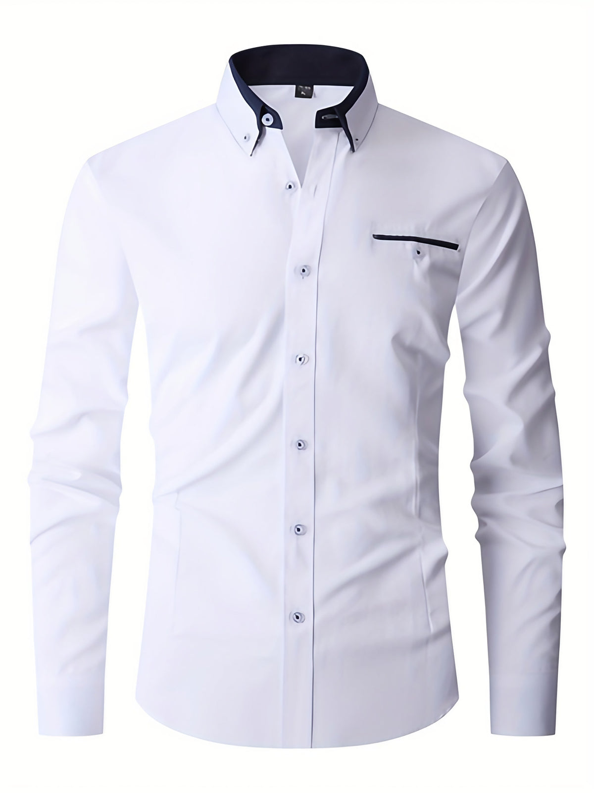 Chemise homme extensible boutonnée, six coloris, tailles 38 à 47, blanc