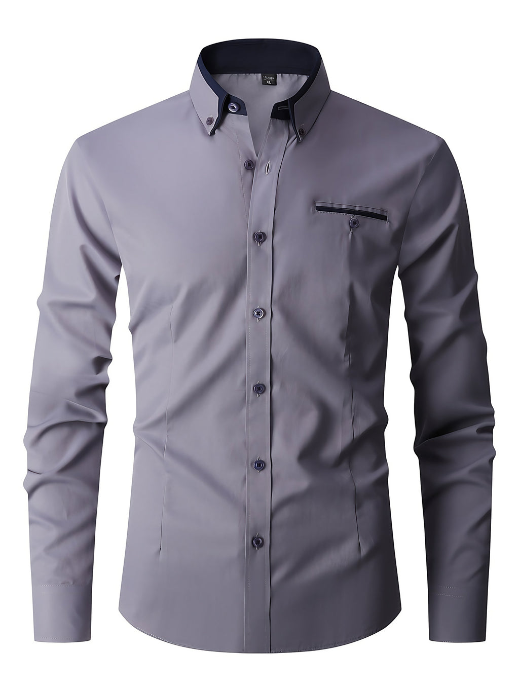 Chemise homme extensible boutonnée, six coloris, tailles 38 à 47, gris