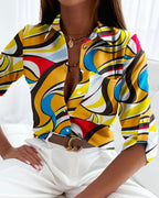 Blouse femme élégante, sept coloris aux tons naturels, jaune