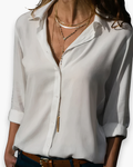 Chemisier femme manches longues, coupe ajustée, du S au 5XL, blanc