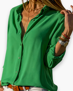 Chemisier femme manches longues, coupe ajustée, du S au 5XL, vert