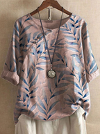 Chemisier femme à imprimé feuilles, coupe fluide, S au 5XL, rose