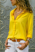 Chemisier femme coupe cintrée, six coloris, du S au 3XL, jaune
