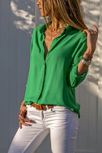 Chemisier femme coupe cintrée, six coloris, du S au 3XL, vert