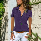 Chemisier femme col classique, manches longues, coupe ajustée, lila