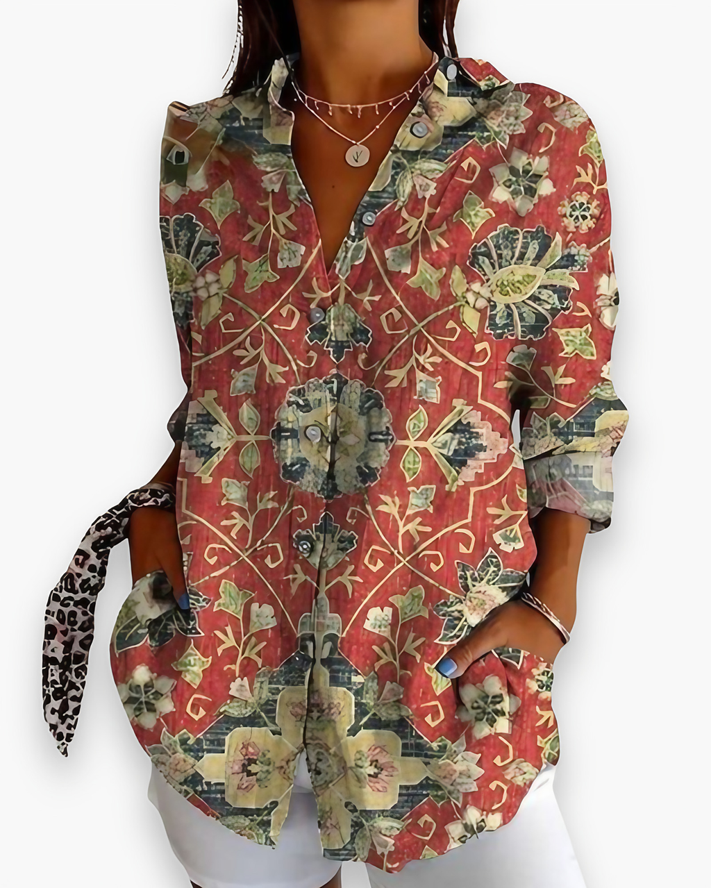 Chemisier femme imprimé à coupe fluide, neuf coloris, marron zébré