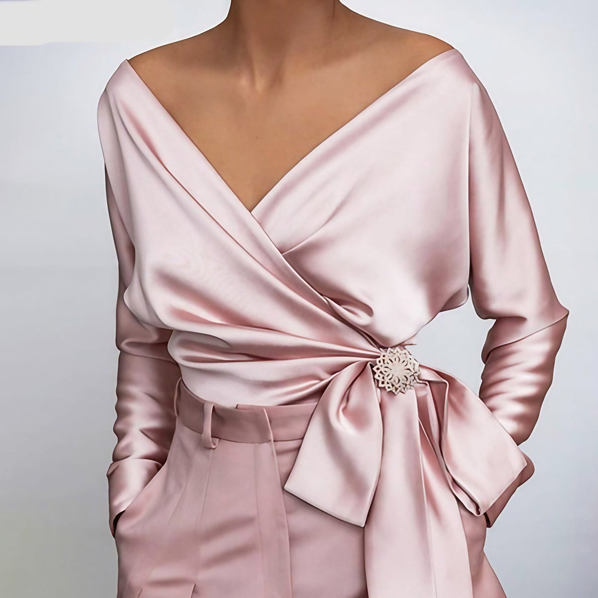 Chemisier femme pour l'automne, rose, bleu ou beige, du S au XL, rose