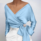 Chemisier femme pour l'automne, rose, bleu ou beige, du S au XL, bleu