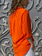 Chemisier femme col V à manches longues, sept coloris
