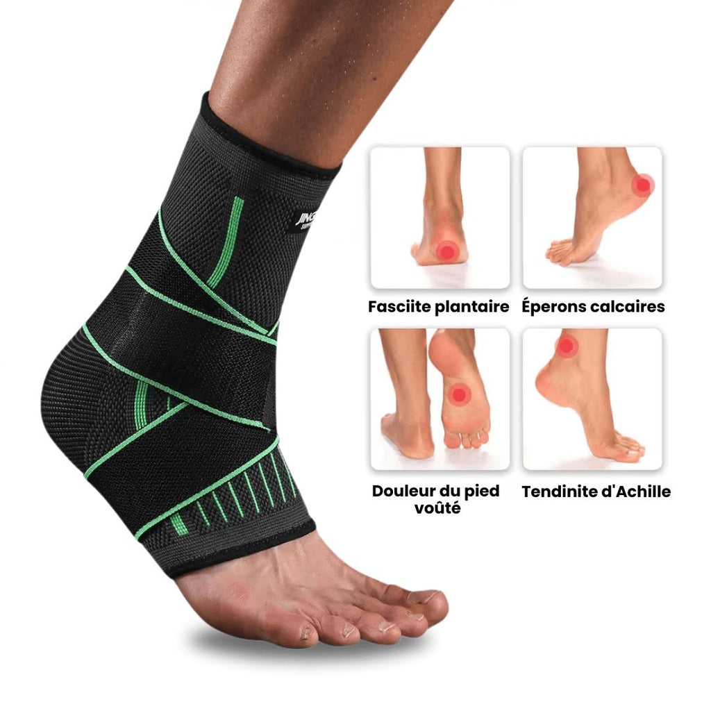 Manchon de compression pour pied et cheville, gris ou vert