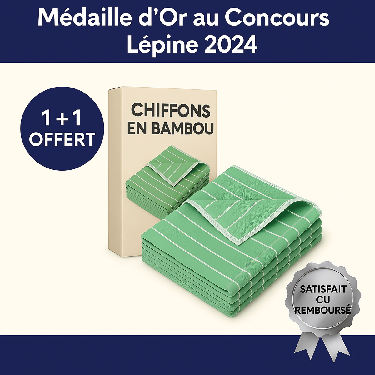 Chiffon de ménage en bambou absorbant, lavable en machine