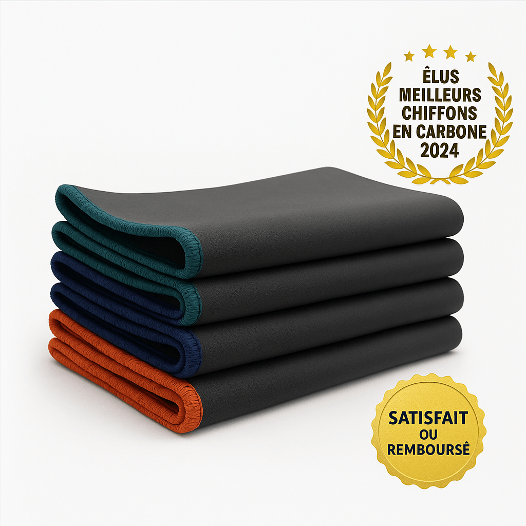 Chiffon en microfibre de carbone, quatre formats, quatre coloris