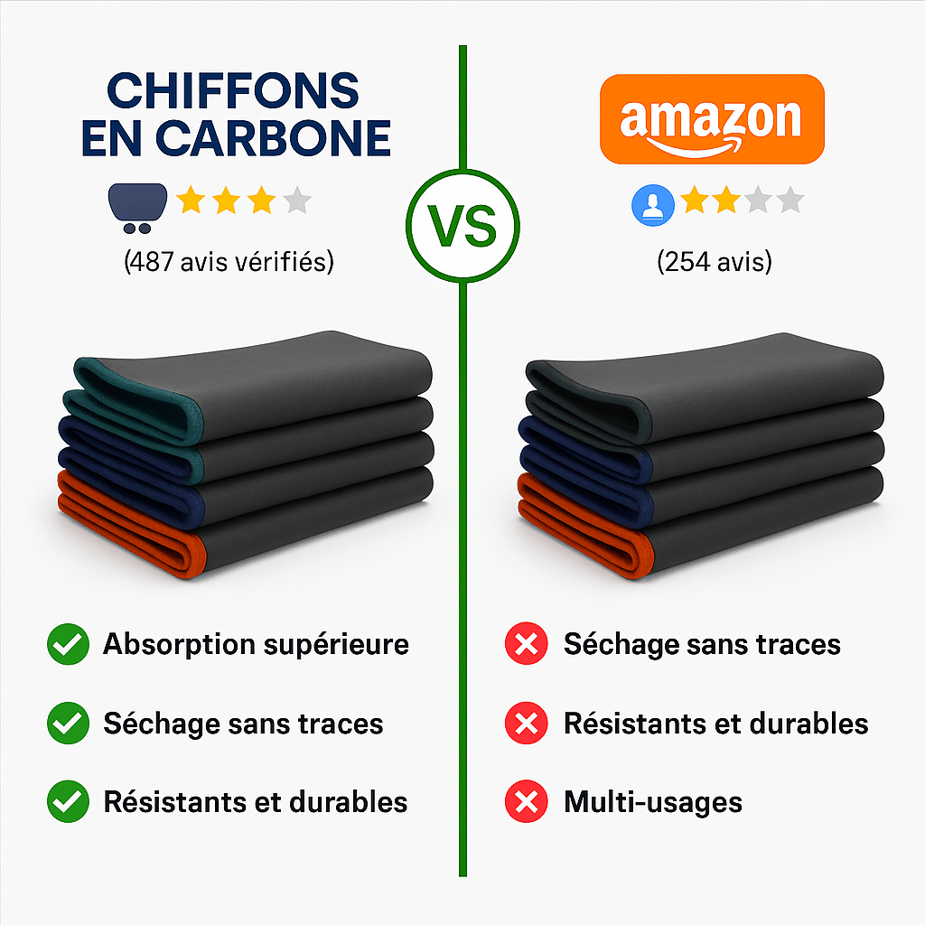 Chiffon en microfibre de carbone, quatre formats, quatre coloris