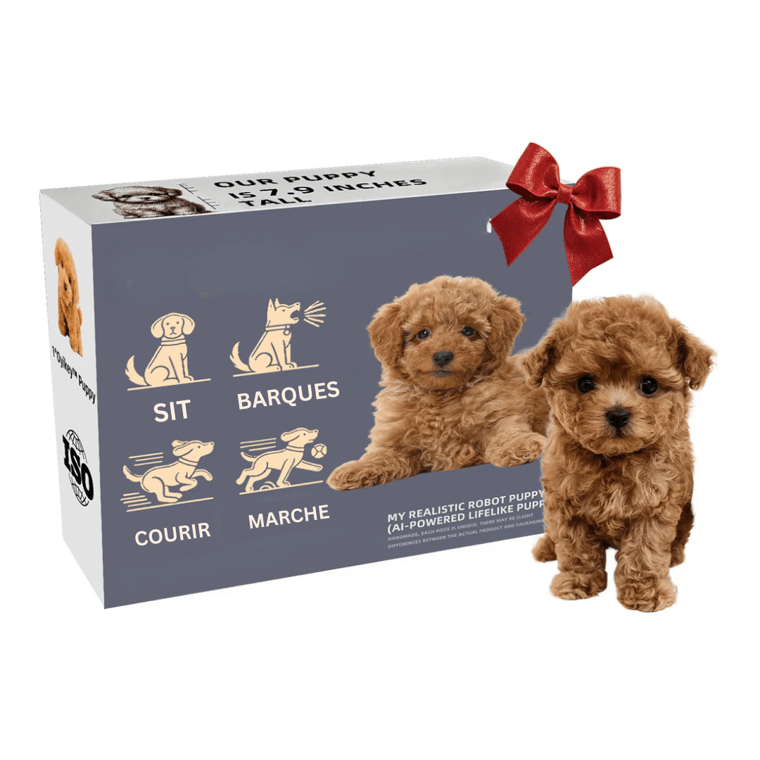 Chiot interactif en peluche pour enfant, blanc ou marron
