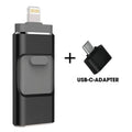 Clé USB à 4 connecteurs pour téléphone, tablette et ordinateur, noir