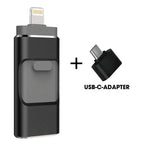 Clé USB à 4 connecteurs pour téléphone, tablette et ordinateur, noir