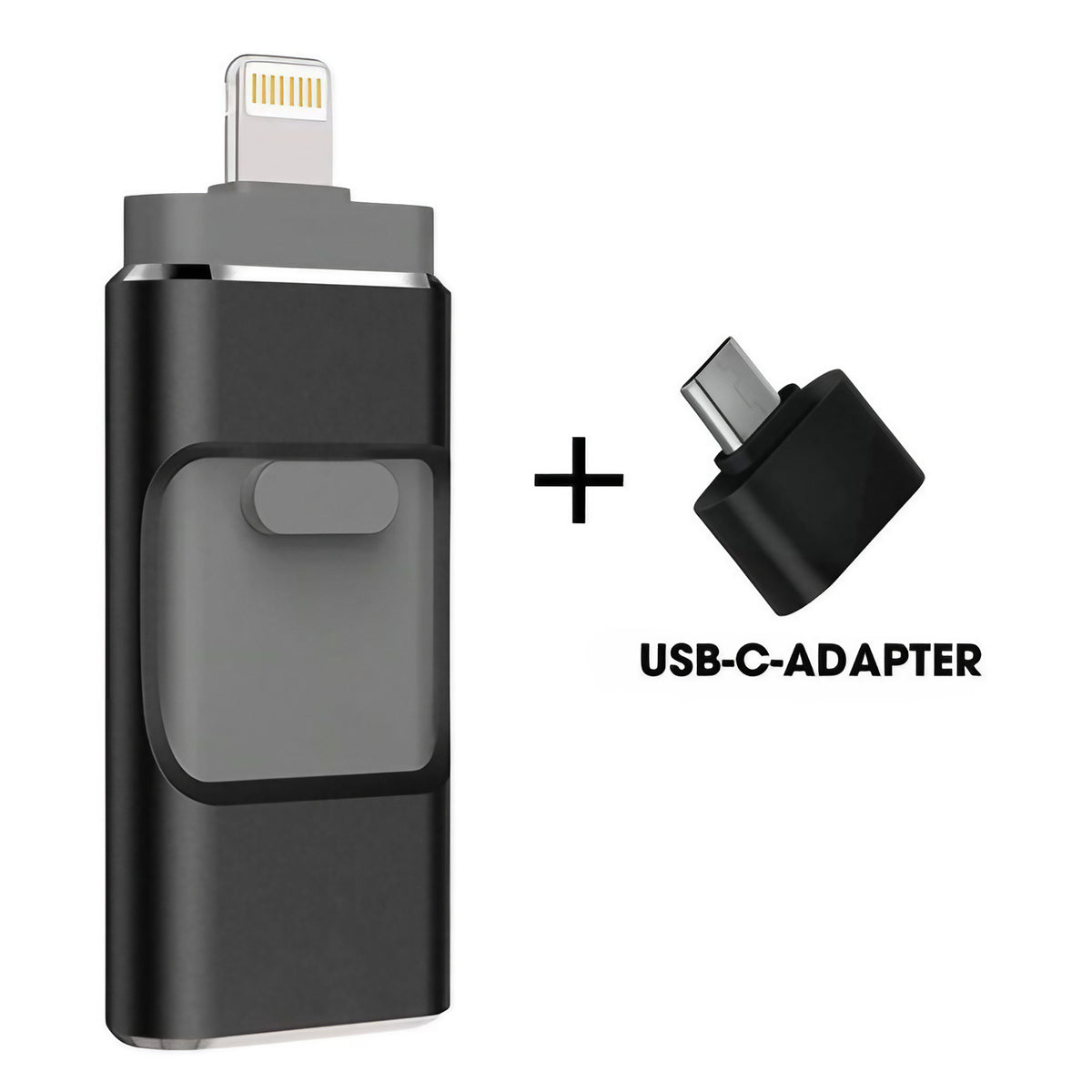 Clé USB à 4 connecteurs pour téléphone, tablette et ordinateur, noir