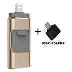 Clé USB à 4 connecteurs pour téléphone, tablette et ordinateur, doré