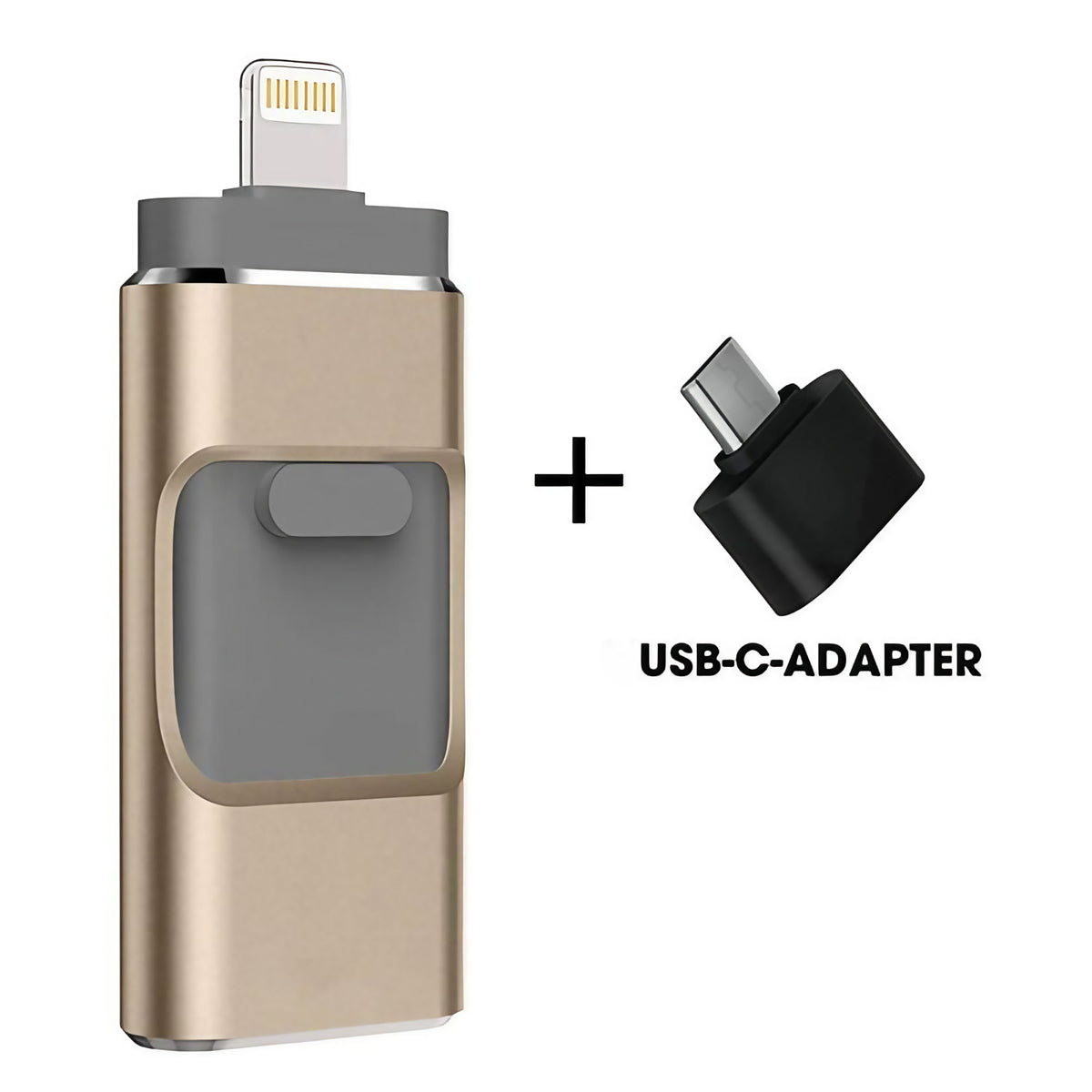 Clé USB à 4 connecteurs pour téléphone, tablette et ordinateur, doré