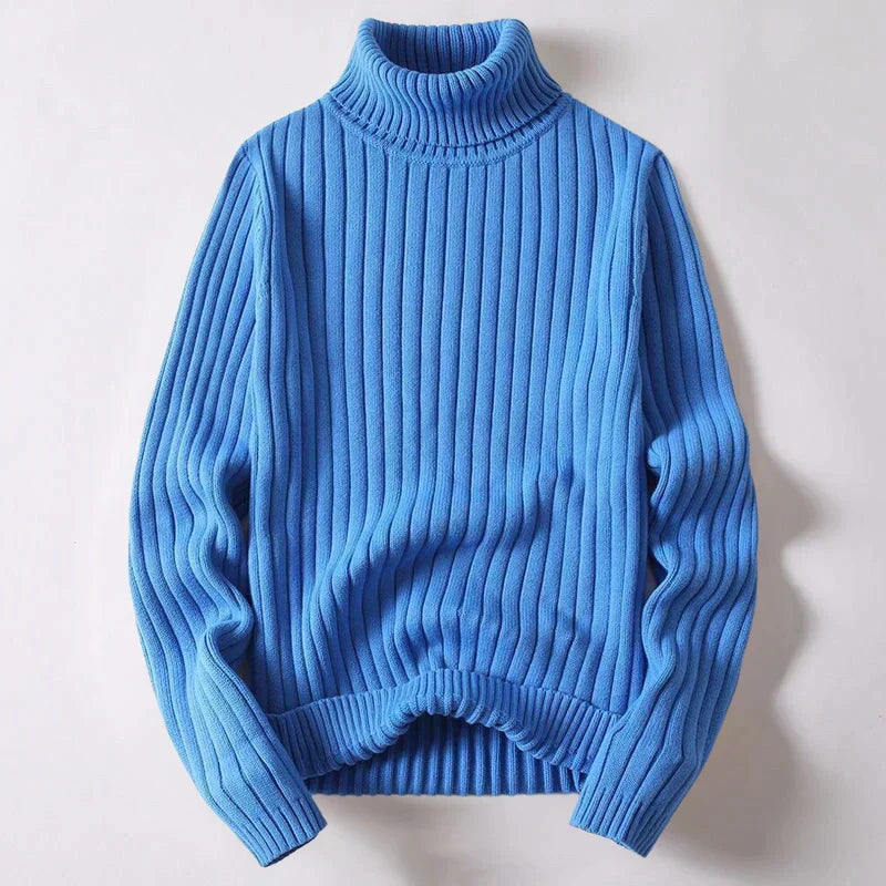 Pull col roulé homme léger, cinq coloris, du S au 3XL, bleu