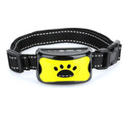 Collier anti-aboiement à vibration pour chien, rechargeable, jaune
