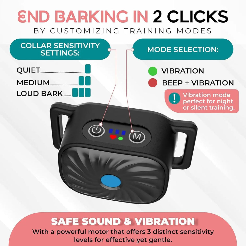 Collier anti-aboiement pour petit chien, vibration et son
