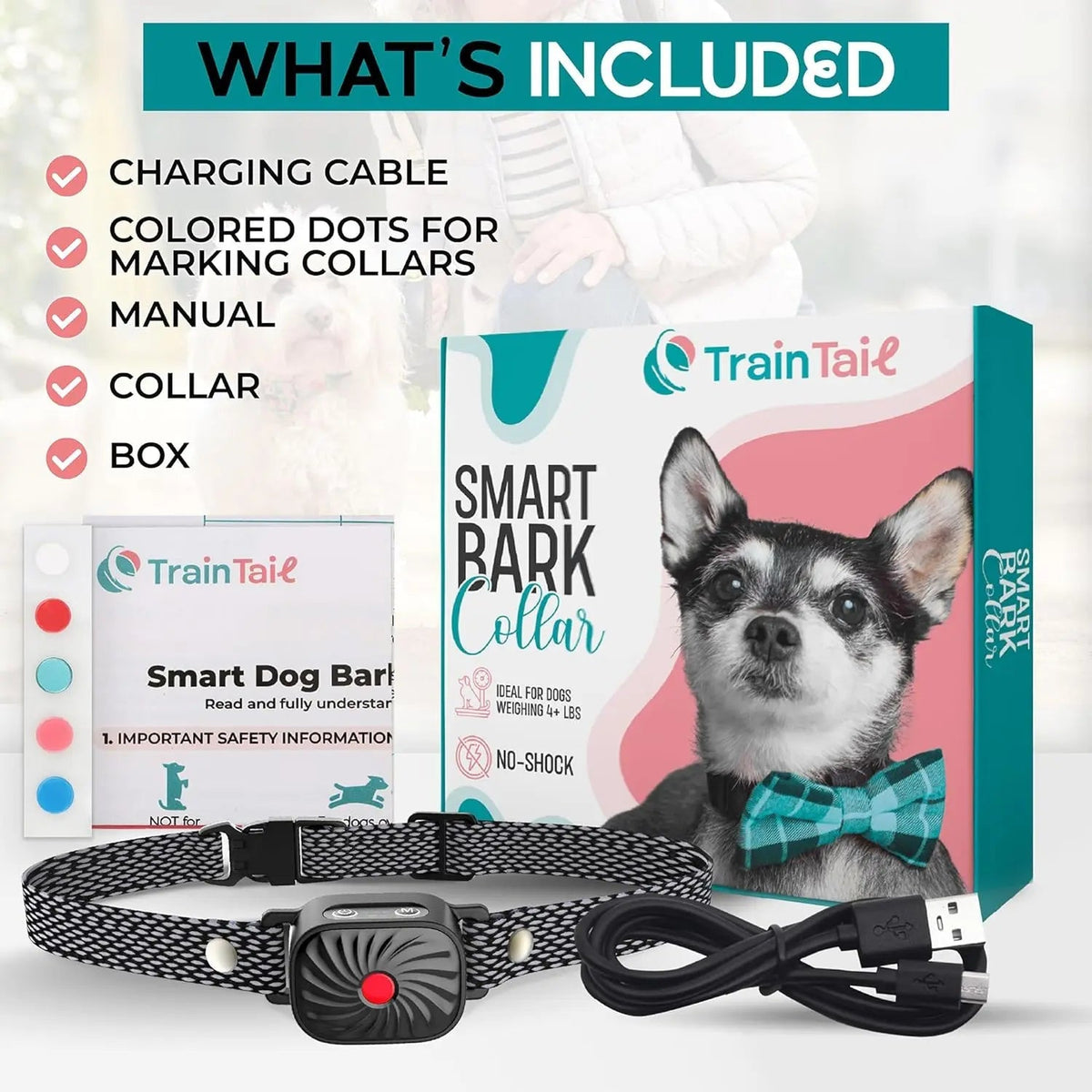 Collier anti-aboiement pour petit chien, vibration et son