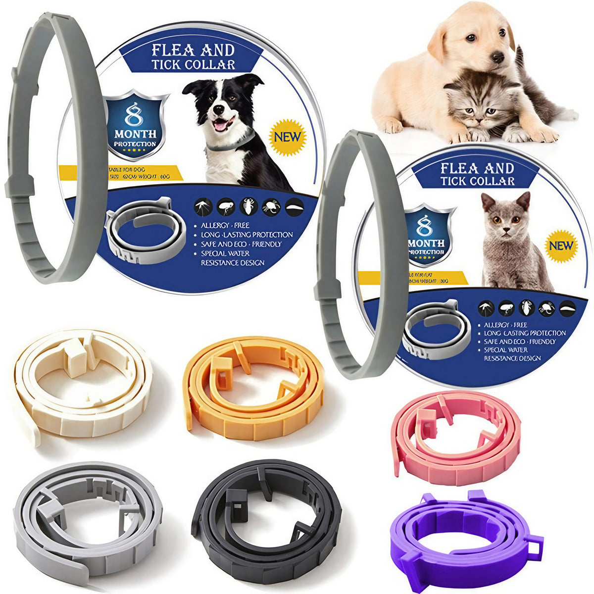 Collier anti-puces et tiques aux huiles essentielles, chien ou chat, noir